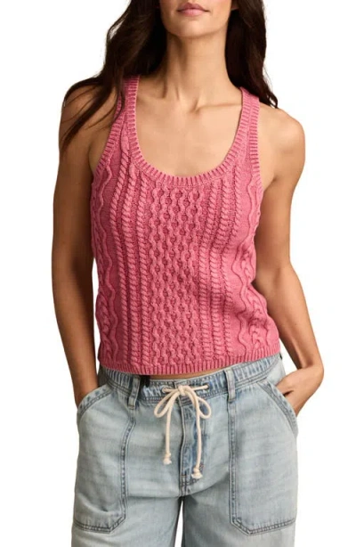 Lucky Brand Cable Stitch Cotton Sweater Tank In Pink