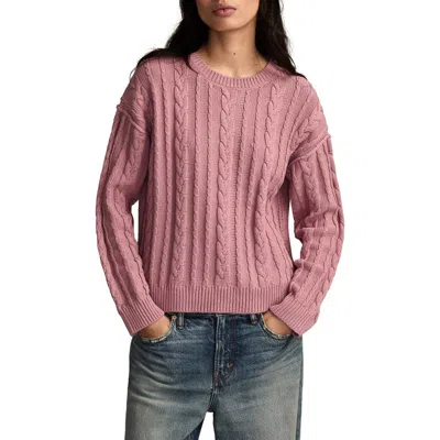 LUCKY BRAND LUCKY BRAND CABLE STITCH CREWNECK COTTON SWEATER