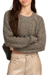Lucky Brand Cable Stitch Crewneck Sweater In Charcoal Heather
