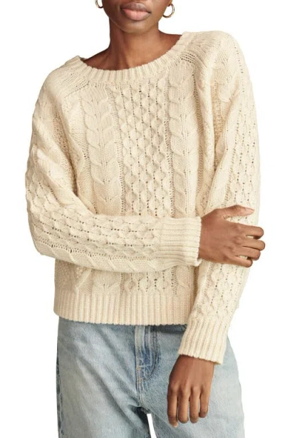 Lucky Brand Cable Stitch Crewneck Sweater In Tofu