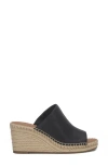 Lucky Brand Cabriah Espadrille Platform Wedge Slide Sandal In Black Leather