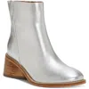 Lucky Brand Caddier Womens Leather Zipper Ankle Boots In Silver