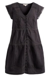 Lucky Brand Cap Sleeve Button Front Cotton Minidress In Meteorite