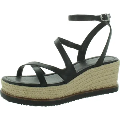 Lucky Brand Carolie Womens Leather Strappy Wedge Sandals In Black