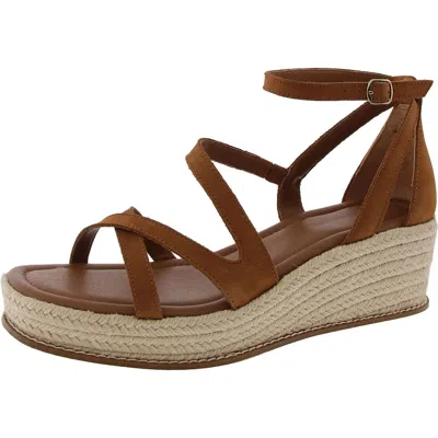 LUCKY BRAND CAROLINA WOMENS SOLID FAUX LEATHER WEDGE SANDALS