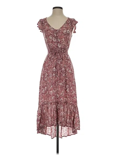 Pre-owned Lucky Brand Casual Dress In Burgundy