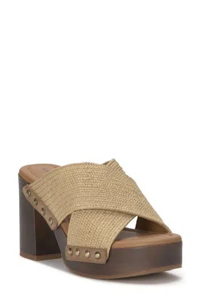 Lucky Brand Casyna Cross Strap Studded Heel Sandals In Brown