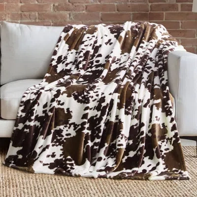 Lucky Brand Cattle Call Plush Blanket In Brown