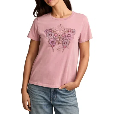 Lucky Brand Celestial Floral Butterfly Graphic T-shirt In Pink