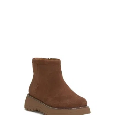 LUCKY BRAND CHAMELI BOOTS WOMEN'S BROWN SUEDE ROUND TOE BOOTIE JOBB1114