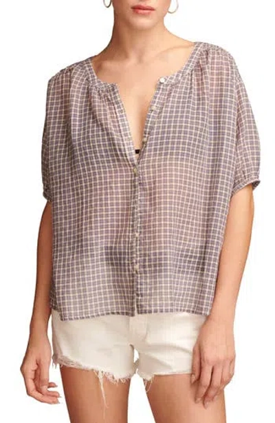 Lucky Brand Check Cotton Button-up Shirt In Gray