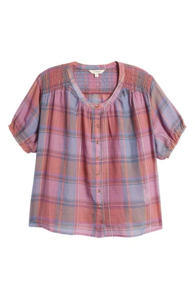 Lucky Brand Check Cotton Button-up Shirt In Mauve Plaid