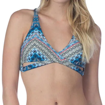 Lucky Brand Chevron Faux Wrap Bikini Top In Nomad In Blue