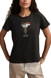 Lucky Brand Christmas Martini Embroidered Graphic T-shirt In Black