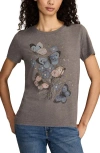 Lucky Brand Classic Floral Butterfly T-shirt In Gray