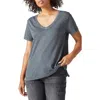 Lucky Brand Classic V-neck Cotton Blend T-shirt In Asphalt