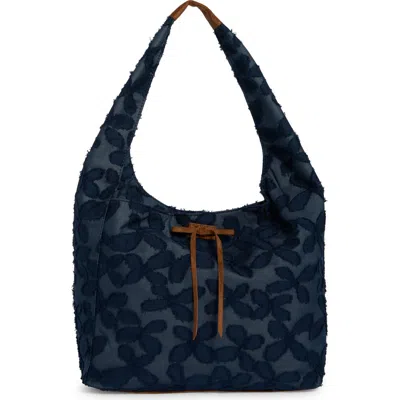 Lucky Brand Clem Floral Hobo In Navy Honey Tan Floral Suede