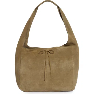 Lucky Brand Clem Leather Hobo Bag In Golden Sandalwood Soft Cow Suede Le