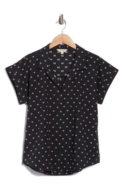 Lucky Brand Clip Dot Cotton Blend Camp Shirt In Black