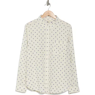 Lucky Brand Clip Dot Long Sleeve Button-up Shirt In Cream Clipdot