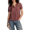 Lucky Brand Clip Dot Short Sleeve Top In Purple
