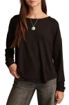 Lucky Brand Cloud Crewneck Top In Jet Black