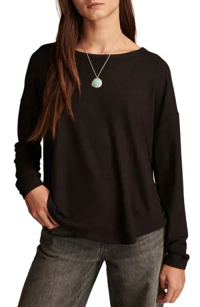 Lucky Brand Cloud Crewneck Top In Jet Black