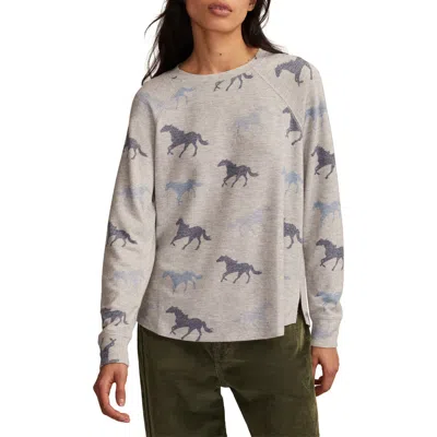 Lucky Brand Cloud Raglan Sleeve Knit Top In Multi