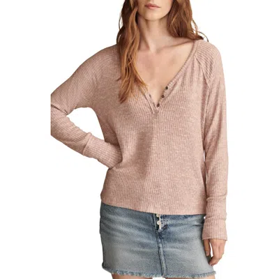 Lucky Brand Cloud Rib Henley Top In Fawn
