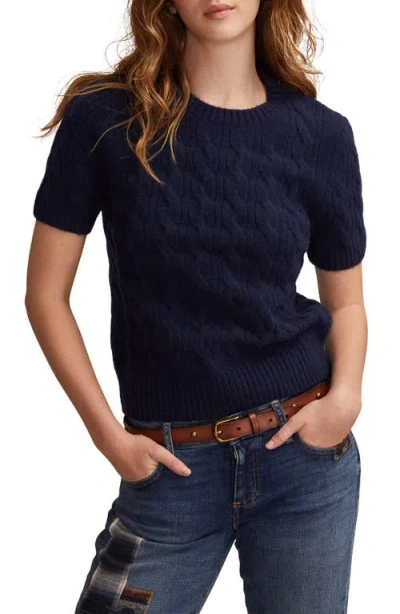 LUCKY BRAND LUCKY BRAND CLOUD SOFT CABLE STITCH SHORT SLEEVE SWEATER