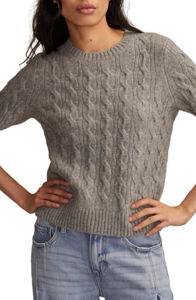 LUCKY BRAND LUCKY BRAND CLOUD SOFT CABLE STITCH SHORT SLEEVE SWEATER