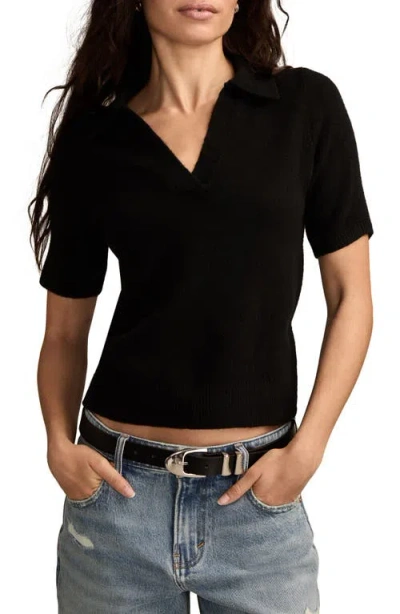 Lucky Brand Cloud Soft Johnny Collar Sweater In Black