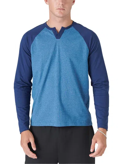 Lucky Brand Cloud Soft Mens Tagless Raglan Baseball Shirt In Blue