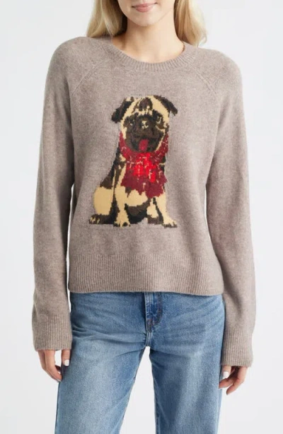 Lucky Brand Cloud Soft Pug Intarsia Sweater In Brown