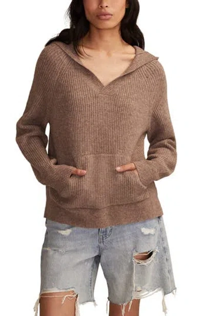 Lucky Brand Cloud Soft V-neck Sweater Hoodie In Brown