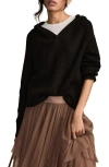 Lucky Brand Cloud Soft V-neck Sweater Hoodie In Black