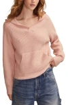 Lucky Brand Cloud Soft V-neck Sweater Hoodie In Pink