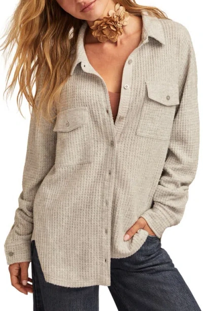 Lucky Brand Cloud Waffle Button-up Shirt In Light Heather Grey