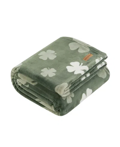 Lucky Brand Clovers Plush Throw, 50" X 70" In Green
