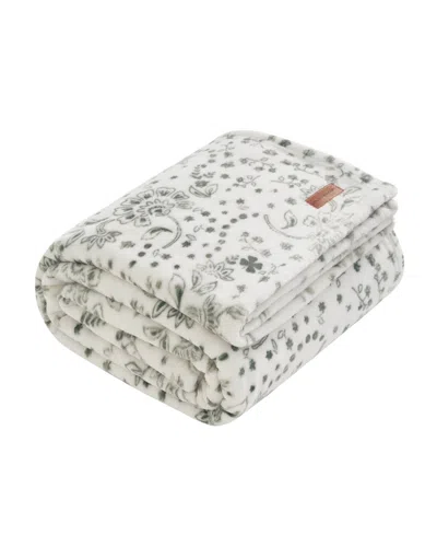 Lucky Brand Clovers Plush Throw, 50" X 70" In White