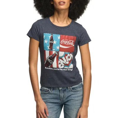 Lucky Brand Coca-cola Americana Grid Baby Tee In Blue