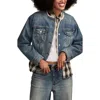 Lucky Brand Collarless Crop Denim Trucker Jacket In Multi