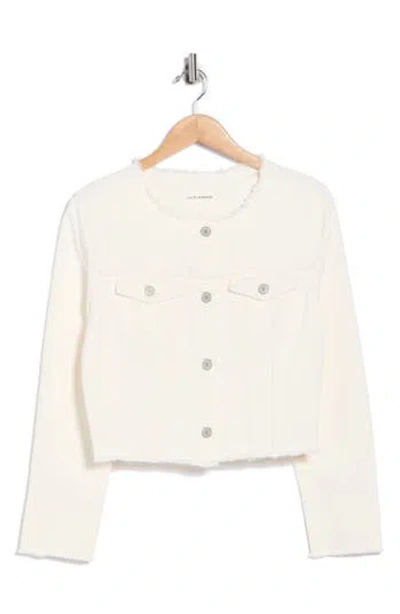 Lucky Brand Collarless Crop Denim Trucker Jacket In White
