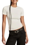 Lucky Brand Contour Short Sleeve Knit Top In Bright White