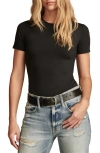 Lucky Brand Contour Short Sleeve Knit Top In Jet Black