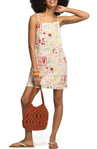 Lucky Brand Conversational Print Linen Blend Minidress In Multi