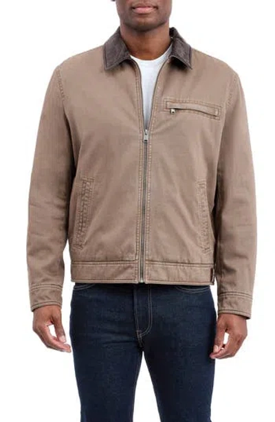 Lucky Brand Corduroy Collar Cotton Barn Jacket In Brown