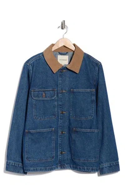 Lucky Brand Corduroy Collar Denim Field Jacket In Blue