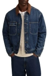 Lucky Brand Corduroy Collar Denim Jacket In Blue