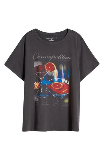 Lucky Brand Cosmopolitan Oversize Cotton Graphic T-shirt In Jet Black